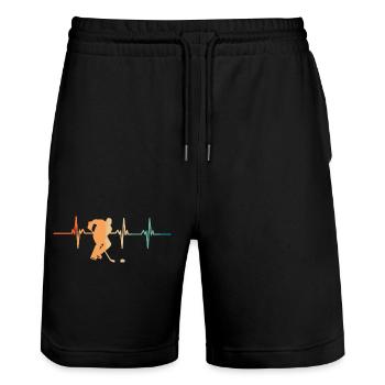 Hockey-Herzschlag - Stanley/Stella Unisex Bio Joggingshorts Trainer  - Schwarz - Vorne - Nik (191cm) & Marisol (170cm)