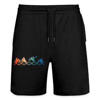 Motorradfahren liegt mir im Blut - Stanley/Stella Unisex Bio Joggingshorts Trainer  - Schwarz - Vorne - Nik (191cm) & Marisol (170cm)