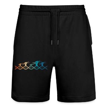 The music drummer is in my DNA - Stanley/Stella Trainer Unisex Organic Jogging Shorts - black - Front - Nik (191cm) & Marisol (170cm)