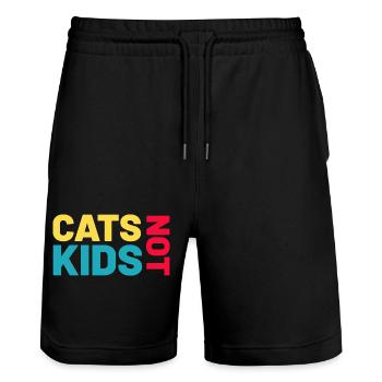 Les chats, pas les enfants, le chat qui dit - Short de jogging bio TRAINER Stanley/Stella unisexe - noir - Devant - Nik (191cm) & Marisol (170cm)