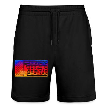 Amerika USA New New York Flagge Indischer Präsident 2024 - Stanley/Stella Unisex Bio Joggingshorts Trainer  - Schwarz - Vorne - Nik (191cm) & Marisol (170cm)