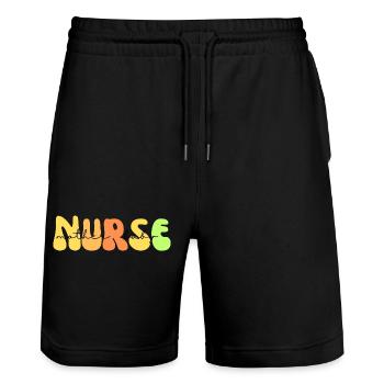 mother baby Nurse - Stanley/Stella Trainer Unisex Organic Jogging Shorts - black - Front - Nik (191cm) & Marisol (170cm)