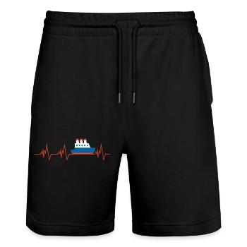 Ship Boat Heartbeat - Stanley/Stella Trainer Unisex Organic Jogging Shorts - black - Front - Nik (191cm) & Marisol (170cm)