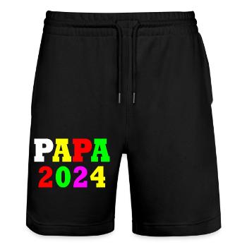 Papa 2024 - Stanley/Stella Unisex Bio Joggingshorts Trainer  - Schwarz - Vorne - Nik (191cm) & Marisol (170cm)