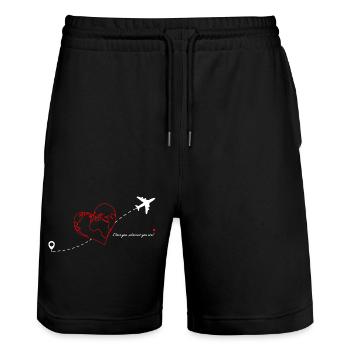i love you wherever you are- cadeau saint Valentin - Short de jogging bio TRAINER Stanley/Stella unisexe - noir - Devant - Nik (191cm) & Marisol (170cm)