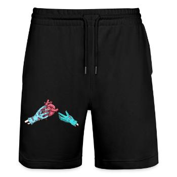 Zombie Hand Giving A Heart - Stanley/Stella Trainer Unisex Organic Jogging Shorts - black - Front - Nik (191cm) & Marisol (170cm)