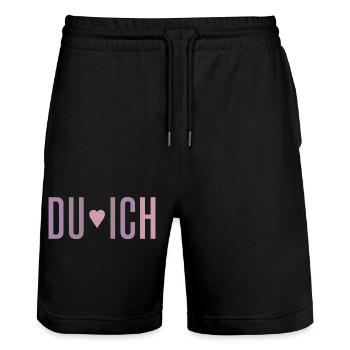 Du & Ich - Stanley/Stella Unisex Bio Joggingshorts Trainer  - Schwarz - Vorne - Nik (191cm) & Marisol (170cm)