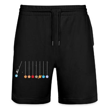 astronaute swing planètes système solaire science spatiale - Short de jogging bio TRAINER Stanley/Stella unisexe - noir - Devant - Nik (191cm) & Marisol (170cm)