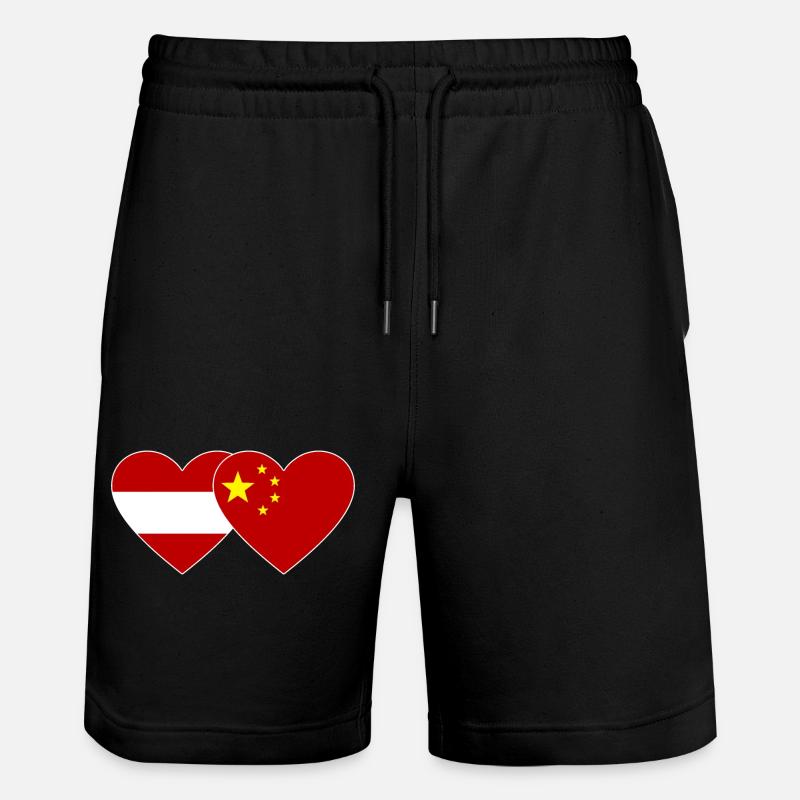 Autriche Chine Drapeau Coeur - Short de jogging bio TRAINER Stanley/Stella unisexe - noir