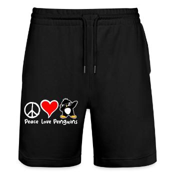 Liebe Frieden Pinguine Lustiger Tupfer Cooler Pinguin Dabben - Stanley/Stella Unisex Bio Joggingshorts Trainer  - Schwarz - Vorne - Nik (191cm) & Marisol (170cm)