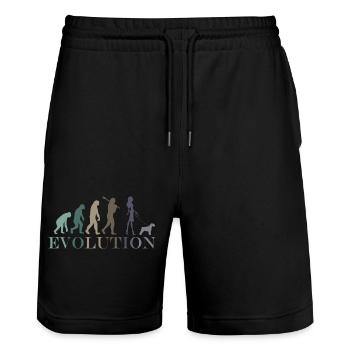 Schnauzer Evolution Frau - Stanley/Stella Unisex Bio Joggingshorts Trainer  - Schwarz - Vorne - Nik (191cm) & Marisol (170cm)