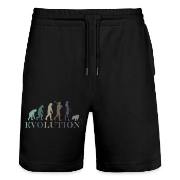 Evolution Mops Weiblich Retro Minimalismus - Stanley/Stella Unisex Bio Joggingshorts Trainer  - Schwarz - Vorne - Nik (191cm) & Marisol (170cm)