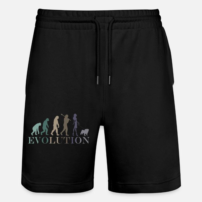 Evolution Mops Weiblich Retro Minimalismus - Stanley/Stella Unisex Bio Joggingshorts Trainer  - Schwarz