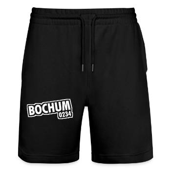 Bochum - 0234 - Dialling Code - NRW - Ruhrpott - Stanley/Stella Trainer Unisex Organic Jogging Shorts - black - Front - Nik (191cm) & Marisol (170cm)