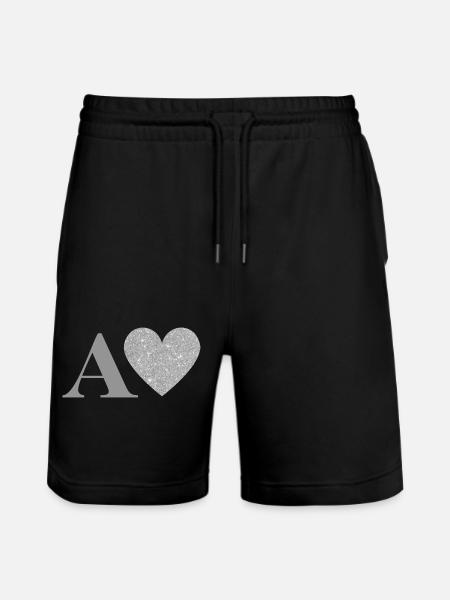 Silver Heart Letter - Stanley/Stella Trainer Unisex Organic Jogging Shorts - black