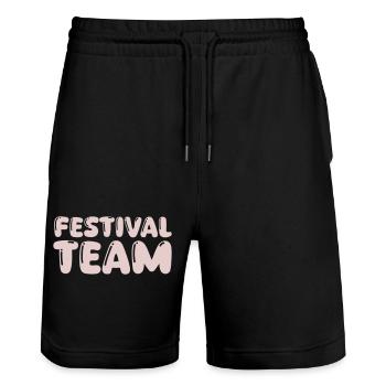 L’équipe du festival - Short de jogging bio TRAINER Stanley/Stella unisexe - noir - Devant - Nik (191cm) & Marisol (170cm)