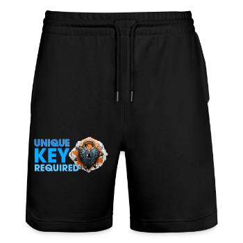 Schlüssel zum Herzen wird gesucht - Stanley/Stella Unisex Bio Joggingshorts Trainer  - Schwarz - Vorne - Nik (191cm) & Marisol (170cm)