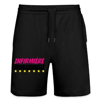 Infirmière PROFESSIONNELLE - Short de jogging bio TRAINER Stanley/Stella unisexe - noir - Devant - Nik (191cm) & Marisol (170cm)