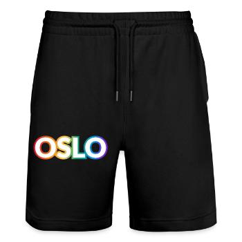 OSLO RAINBOW HAPPY PRIDE - Short de jogging bio TRAINER Stanley/Stella unisexe - noir - Devant - Nik (191cm) & Marisol (170cm)