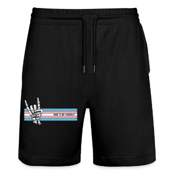 Trau dich, du selbst zu sein, Rock Skull LGBTQ Ally - Stanley/Stella Unisex Bio Joggingshorts Trainer  - Schwarz - Vorne - Nik (191cm) & Marisol (170cm)