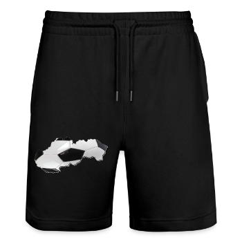 Slowakei Landkarte umrahmt echten Fußball - Stanley/Stella Unisex Bio Joggingshorts Trainer  - Schwarz - Vorne - Nik (191cm) & Marisol (170cm)