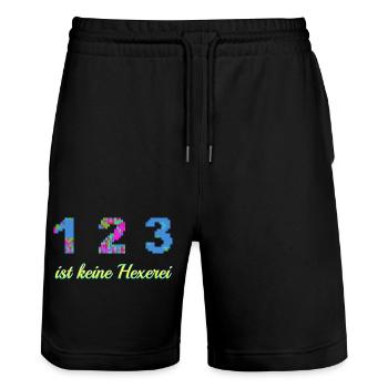 1 2 3 - Short de jogging bio TRAINER Stanley/Stella unisexe - noir - Devant - Nik (191cm) & Marisol (170cm)