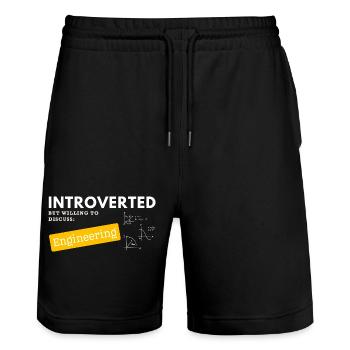 Introverted but willing to Discuss Engineering - Stanley/Stella Unisex Bio Joggingshorts Trainer  - Schwarz - Vorne - Nik (191cm) & Marisol (170cm)