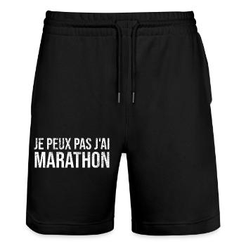 Je Peux Pas J'ai marathon Course à Pied Marathon - Short de jogging bio TRAINER Stanley/Stella unisexe - noir - Devant - Nik (191cm) & Marisol (170cm)