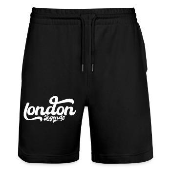London Legends, Aesthetic - Stanley/Stella Trainer Unisex Organic Jogging Shorts - black - Front - Nik (191cm) & Marisol (170cm)