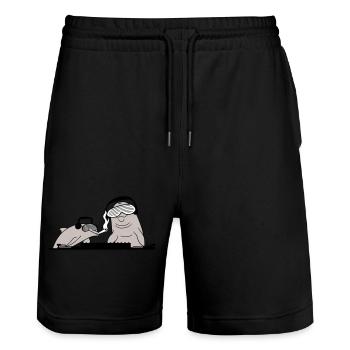 Deux Dauphins Drôles DJ Équipe Mixer Musique de Fête - Short de jogging bio TRAINER Stanley/Stella unisexe - noir - Devant - Nik (191cm) & Marisol (170cm)