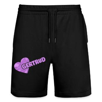 Gift for Gertrud - Stanley/Stella Trainer Unisex Organic Jogging Shorts - black - Front - Nik (191cm) & Marisol (170cm)