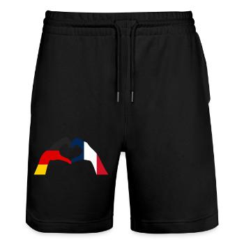 Français Français Allemagne France - Short de jogging bio TRAINER Stanley/Stella unisexe - noir - Devant - Nik (191cm) & Marisol (170cm)