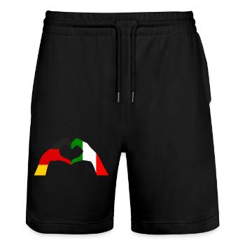 Italia Italian Germany Italy - Stanley/Stella Trainer Unisex Organic Jogging Shorts - black - Front - Nik (191cm) & Marisol (170cm)