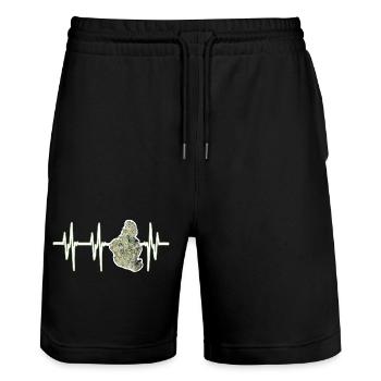Heartbeat Weed - Stanley/Stella Trainer Unisex Organic Jogging Shorts - black - Front - Nik (191cm) & Marisol (170cm)