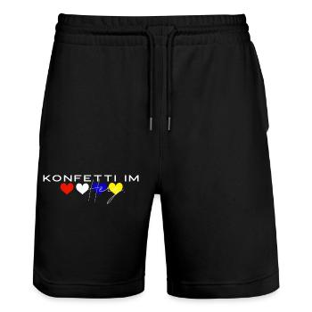 Confettis dans le cœur, Carnaval, Carnaval, Carnaval - Short de jogging bio TRAINER Stanley/Stella unisexe - noir - Devant - Nik (191cm) & Marisol (170cm)