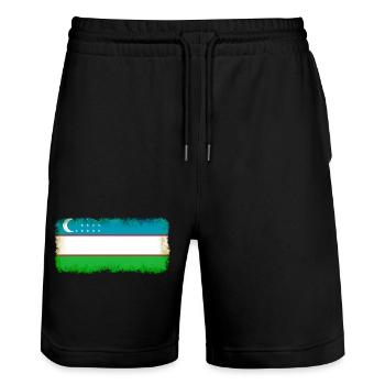 Usbekistan - Stanley/Stella Unisex Bio Joggingshorts Trainer  - Schwarz - Vorne - Nik (191cm) & Marisol (170cm)