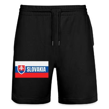 Drapeau slovaque - Short de jogging bio TRAINER Stanley/Stella unisexe - noir - Devant - Nik (191cm) & Marisol (170cm)
