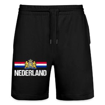 Pays-Bas Pays-Bas - Short de jogging bio TRAINER Stanley/Stella unisexe - noir - Devant - Nik (191cm) & Marisol (170cm)