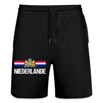 Pays-Bas Pays-Bas - Short de jogging bio TRAINER Stanley/Stella unisexe - noir - Devant - Nik (191cm) & Marisol (170cm)