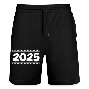2025 - Stanley/Stella Trainer Unisex Organic Jogging Shorts - black - Front - Nik (191cm) & Marisol (170cm)