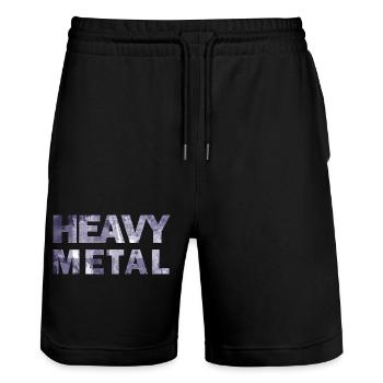 HEAVY METAL Schrift - Stanley/Stella Unisex Bio Joggingshorts Trainer  - Schwarz - Vorne - Nik (191cm) & Marisol (170cm)