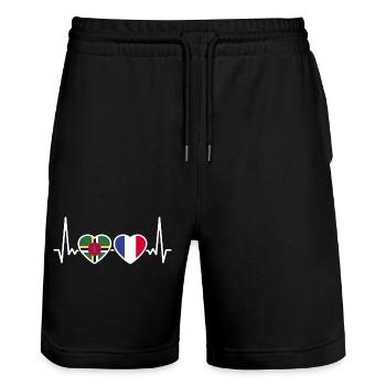 Dominica France Heartbeat Flag Dominicans - Stanley/Stella Trainer Unisex Organic Jogging Shorts - black - Front - Nik (191cm) & Marisol (170cm)
