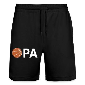 Opa Basketball Geschenkidee - Stanley/Stella Unisex Bio Joggingshorts Trainer  - Schwarz - Vorne - Nik (191cm) & Marisol (170cm)