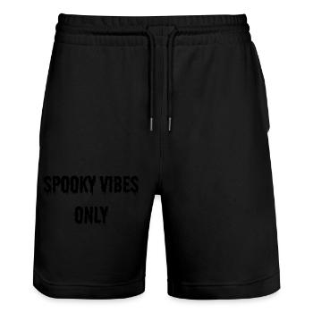 SPOOKY VIBES ONLY Black - Stanley/Stella Unisex Bio Joggingshorts Trainer  - Schwarz - Vorne - Nik (191cm) & Marisol (170cm)