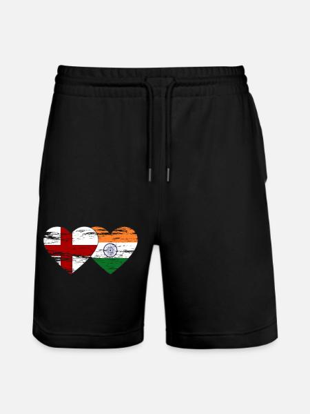 England India flag used - Stanley/Stella Trainer Unisex Organic Jogging Shorts - black