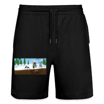 The Little Robber's Daughter - Stanley/Stella Trainer Unisex Organic Jogging Shorts - black - Front - Nik (191cm) & Marisol (170cm)
