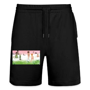 The Little Robber's Daughter - Stanley/Stella Trainer Unisex Organic Jogging Shorts - black - Front - Nik (191cm) & Marisol (170cm)