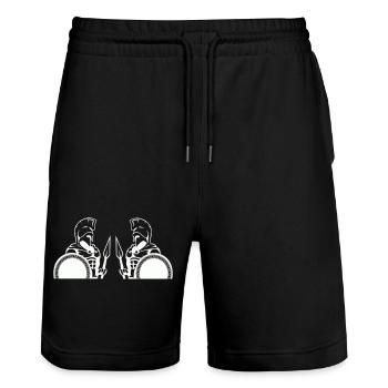 Sparta Warriors - Stanley/Stella Trainer Unisex Organic Jogging Shorts - black - Front - Nik (191cm) & Marisol (170cm)