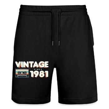 Vintage Music & Nostalgic Birthday - Vintage - Stanley/Stella Trainer Unisex Organic Jogging Shorts - black - Front - Nik (191cm) & Marisol (170cm)