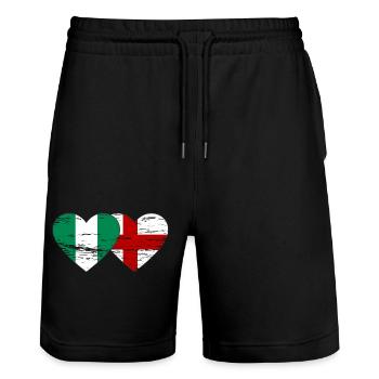 Nigeria Angleterre Drapeau Coeur Utilisé - Short de jogging bio TRAINER Stanley/Stella unisexe - noir - Devant - Nik (191cm) & Marisol (170cm)